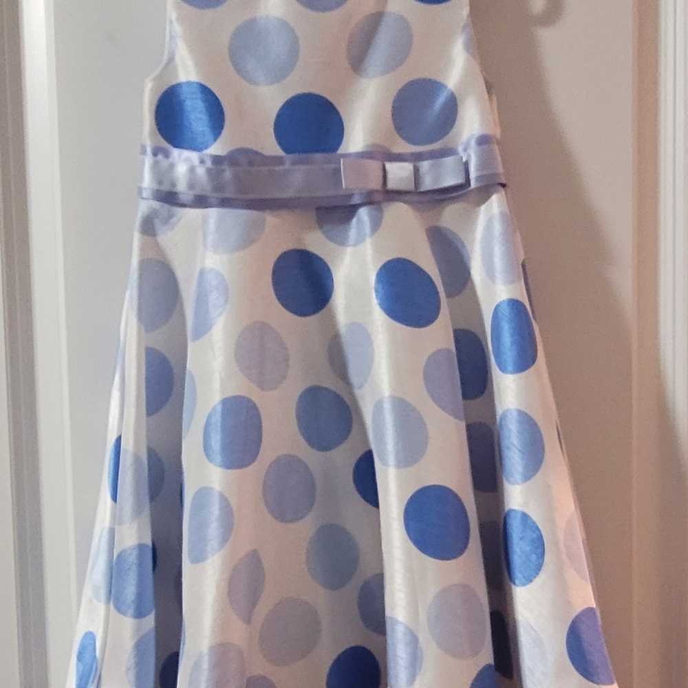 Perfectly Dressed Blue Polka Dot And White Dress